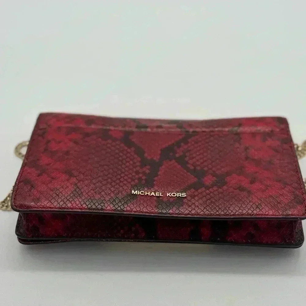 Michael Kors Calf Leather Python Print Clutch Wit… - image 5